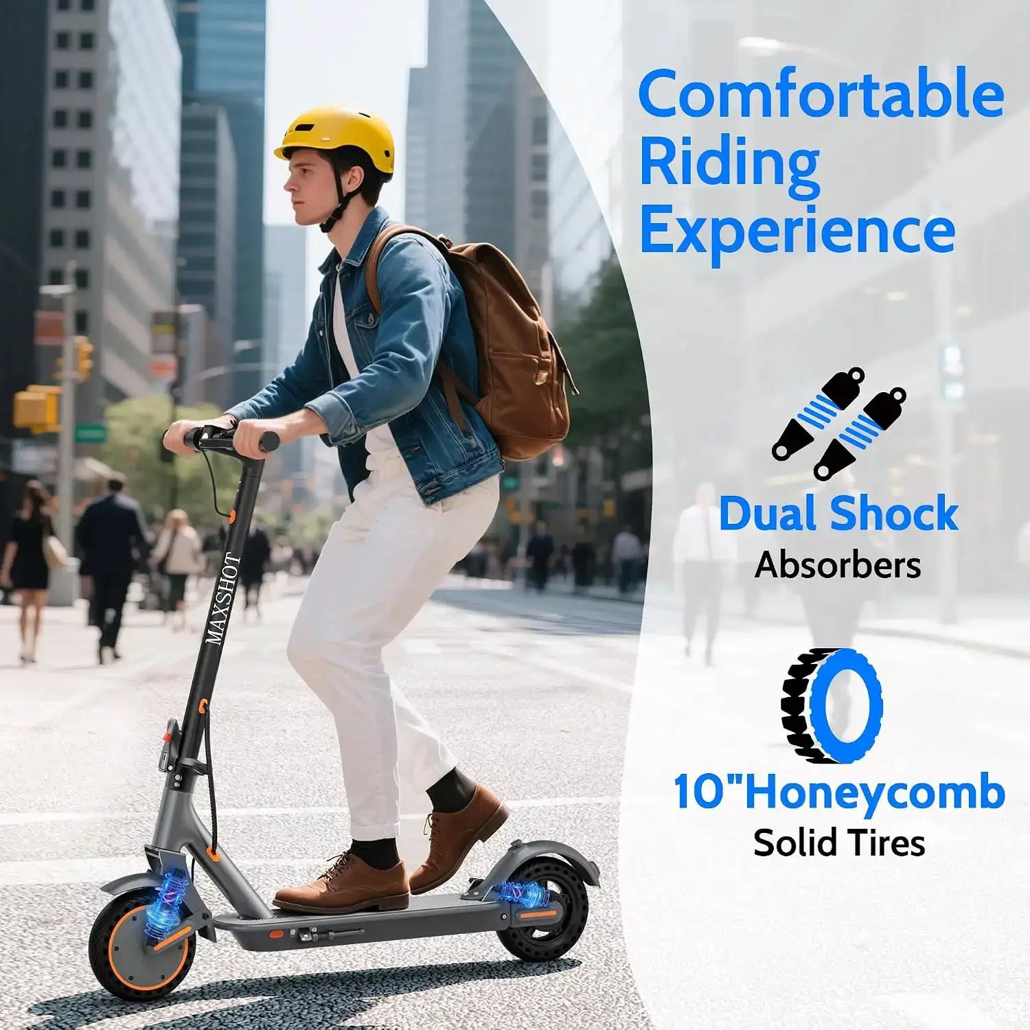 10inch Honeycomb Solid Tire Electric Scooter 500W 22MPH Smart APP Control Scooter Dual Shock-absorbing Anti-skid & Dual Braking System Folding E-Scooter for Commuting by Beastly Survival Outlet