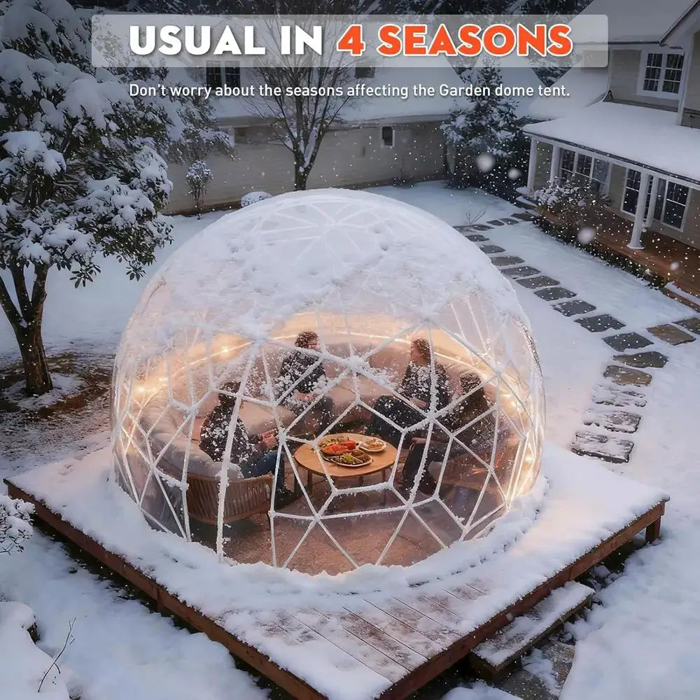 12-Foot Geodesic PVC Dome Tent, Waterproof Outdoor Bubble House with 2 10M Light Strings for Garden, Patio, Events,Customized by Beastly Survival Outlet
