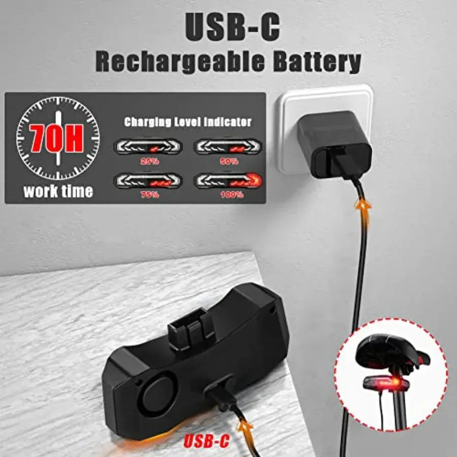Smart Bike Light with Turn Signals, Brake Light, and Alarm Horn - Auto ON/Off Rechargeable Waterproof Rear Bicycle Tail Light w by Beastly Survival Outlet