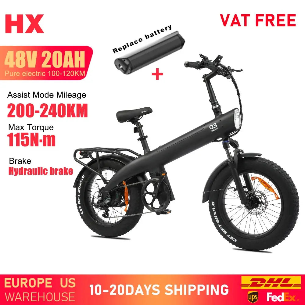 HX Q3 E Bike Electric Bike 48V 20AH Adult E Bike 20Inch Tire Off-Road Fatbike City Electric Bicycle Mountain E Bikes by Beastly Survival Outlet