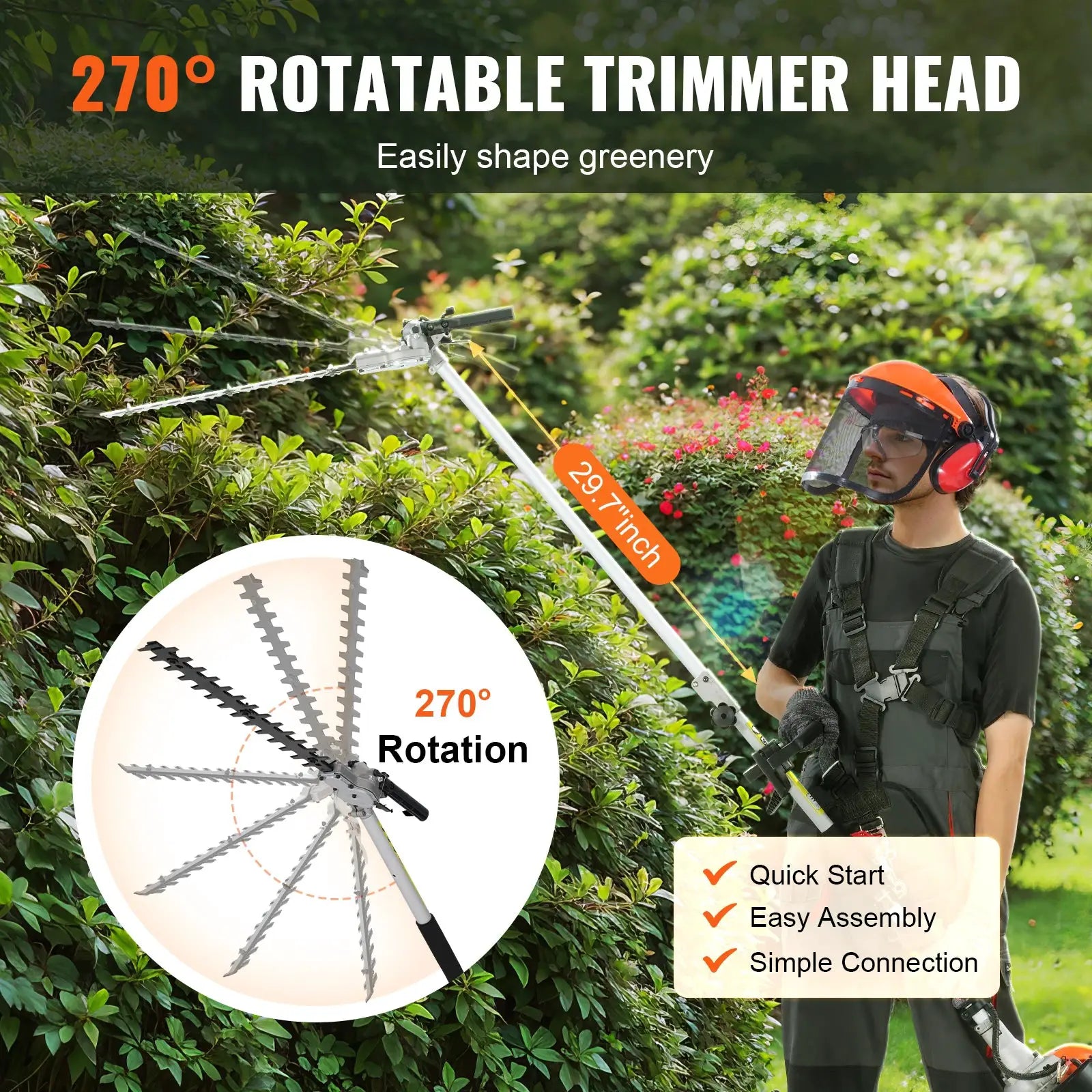 SucceBuy 52CC 6-in-1 MultiFunctional Trimming Tools Gas Hedge Trimmer Weed Eater String Trimmer Brush Cutter Edger Pole Chainsaw by Beastly Survival Outlet