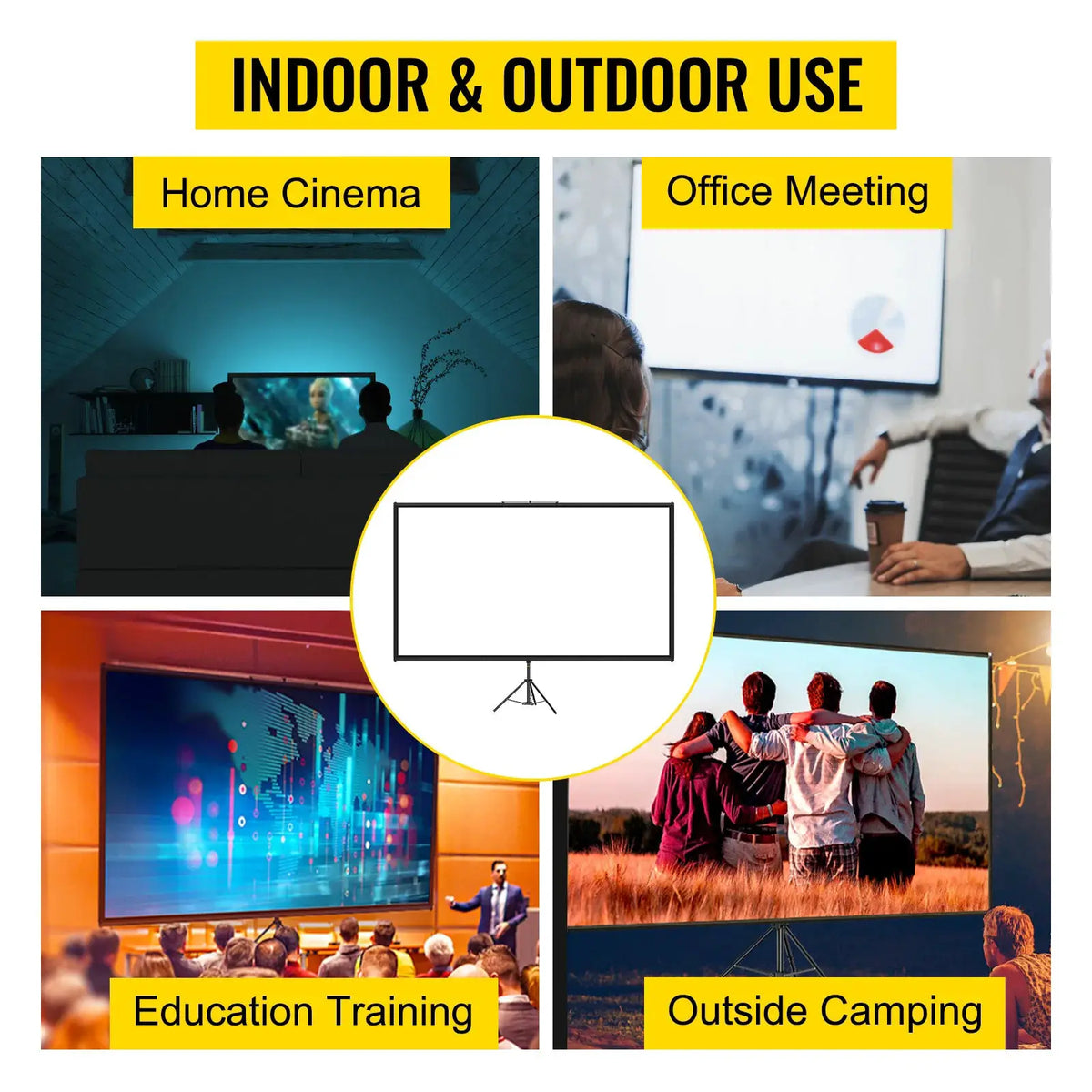SucceBuy 100 Inch Tripod Projector Screen with Stand 16:9 4K HD Portable Projection Home Cinema for Indoor & Outdoor Projection by Beastly Survival Outlet