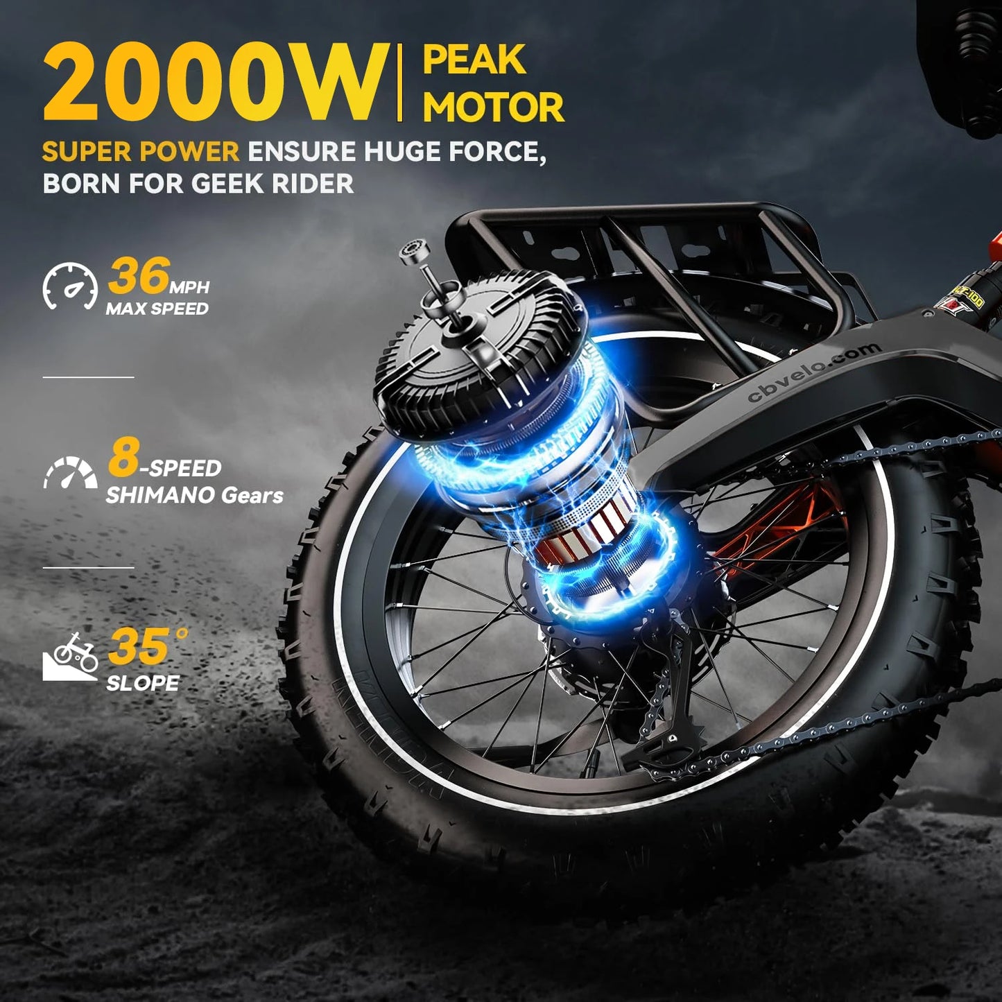 1000W Peak Folding Electric Bikes 35MPH 100 Mile 48V Battery