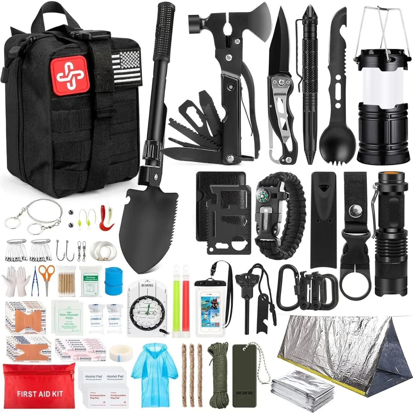 250 In 1 Survival Kit With MOLLE System Emergency Gear Tents