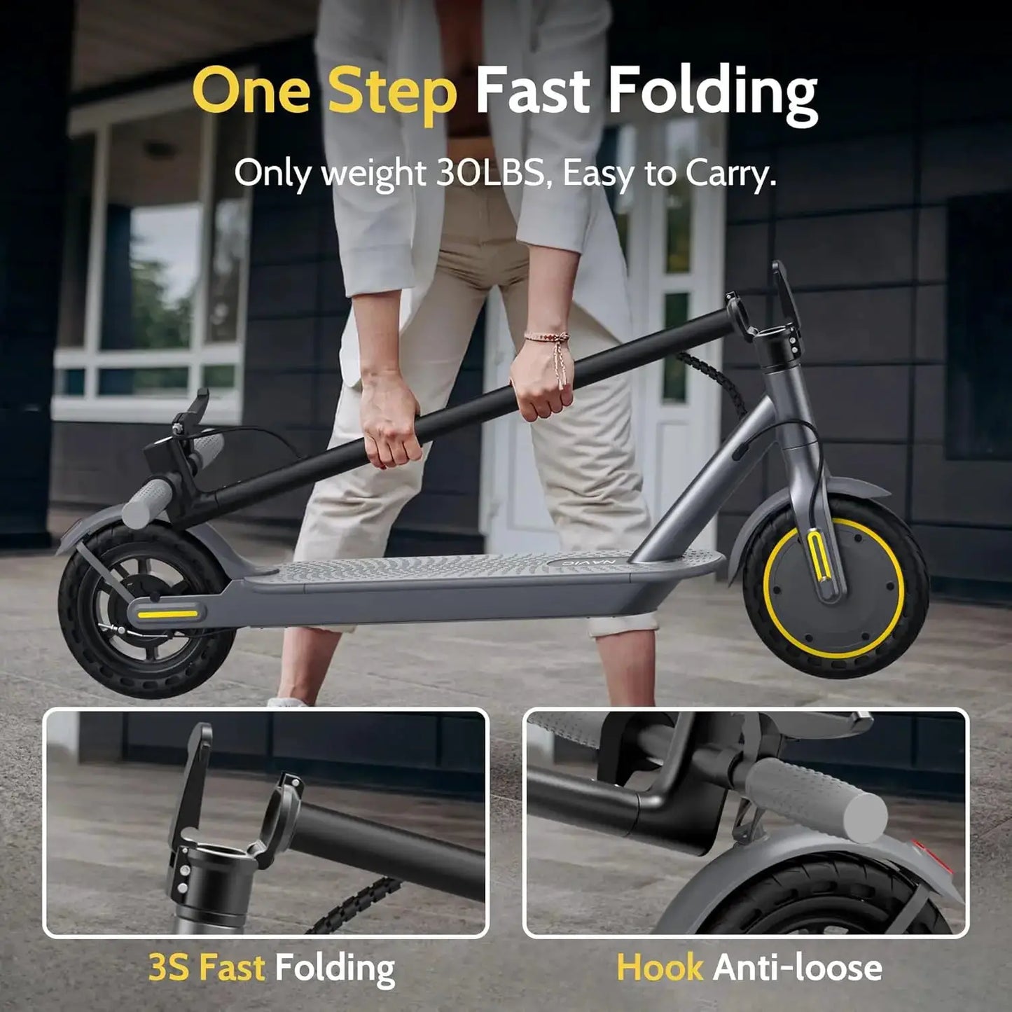 NAVIC T5 Electric Scooter 350W 19MPH APP Smart Control Scooter 8.5inch Solid tire Folding E-Scooter 22Miles Max Range for Adult by Beastly Survival Outlet