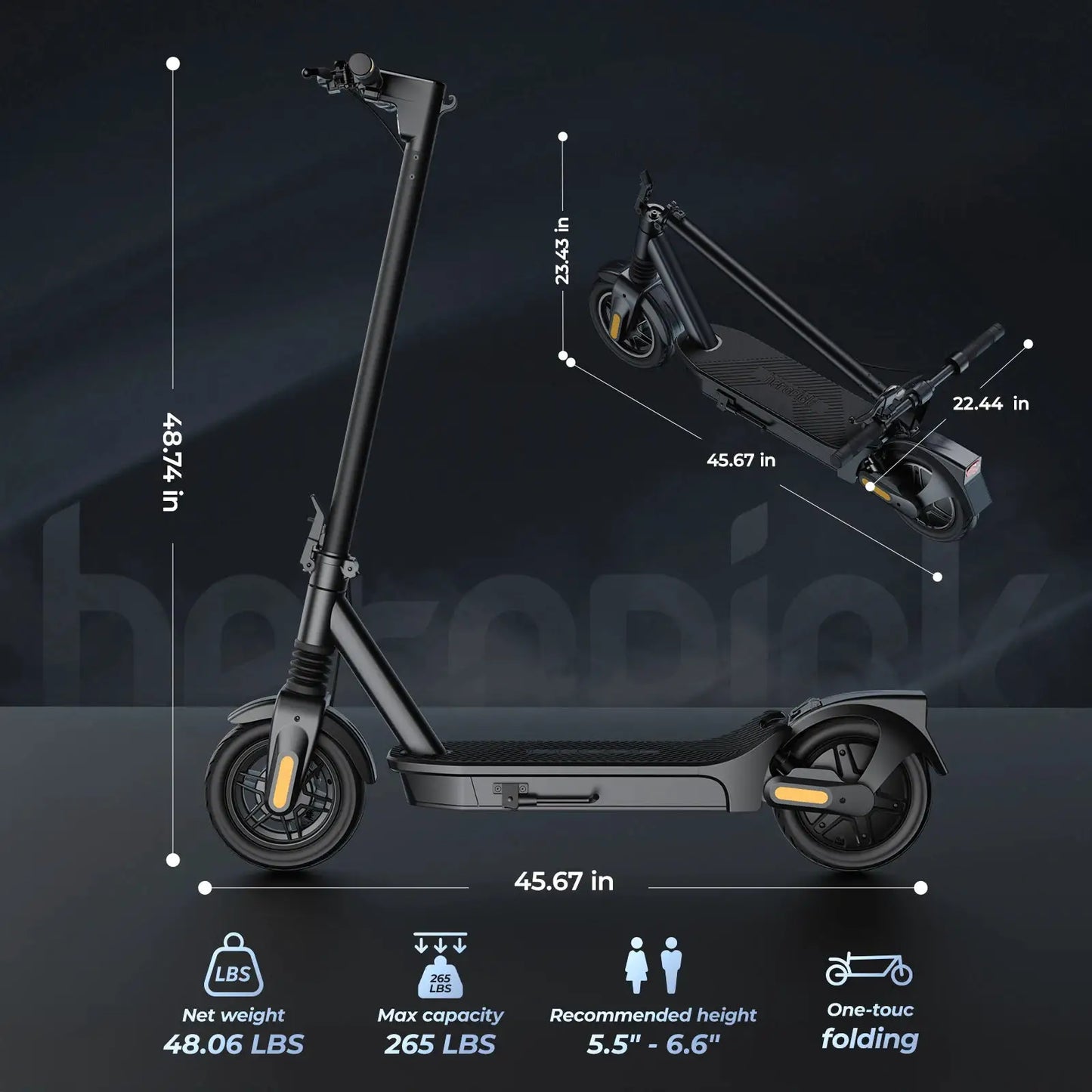 E10/8 Electric Scooter 1000/500W 20mph Max Speed 10"/8.5" Tire Folding E-Scooter 40/20miles Max Range Dual Suspension for Adult by Beastly Survival Outlet