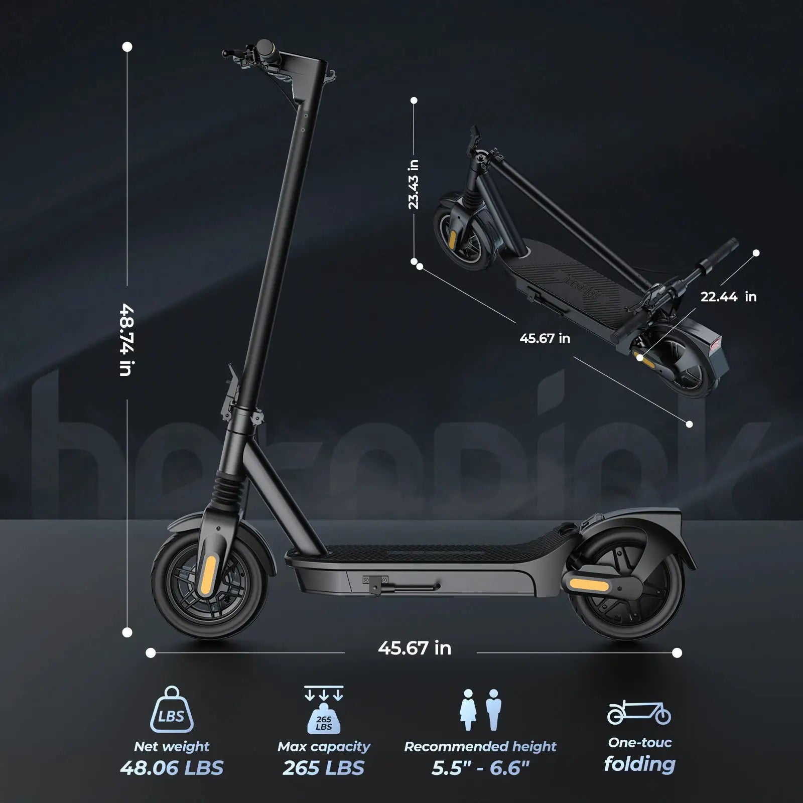 E10/8 Electric Scooter 1000/500W 20mph Max Speed 10"/8.5" Tire Folding E-Scooter 40/20miles Max Range Dual Suspension for Adult by Beastly Survival Outlet