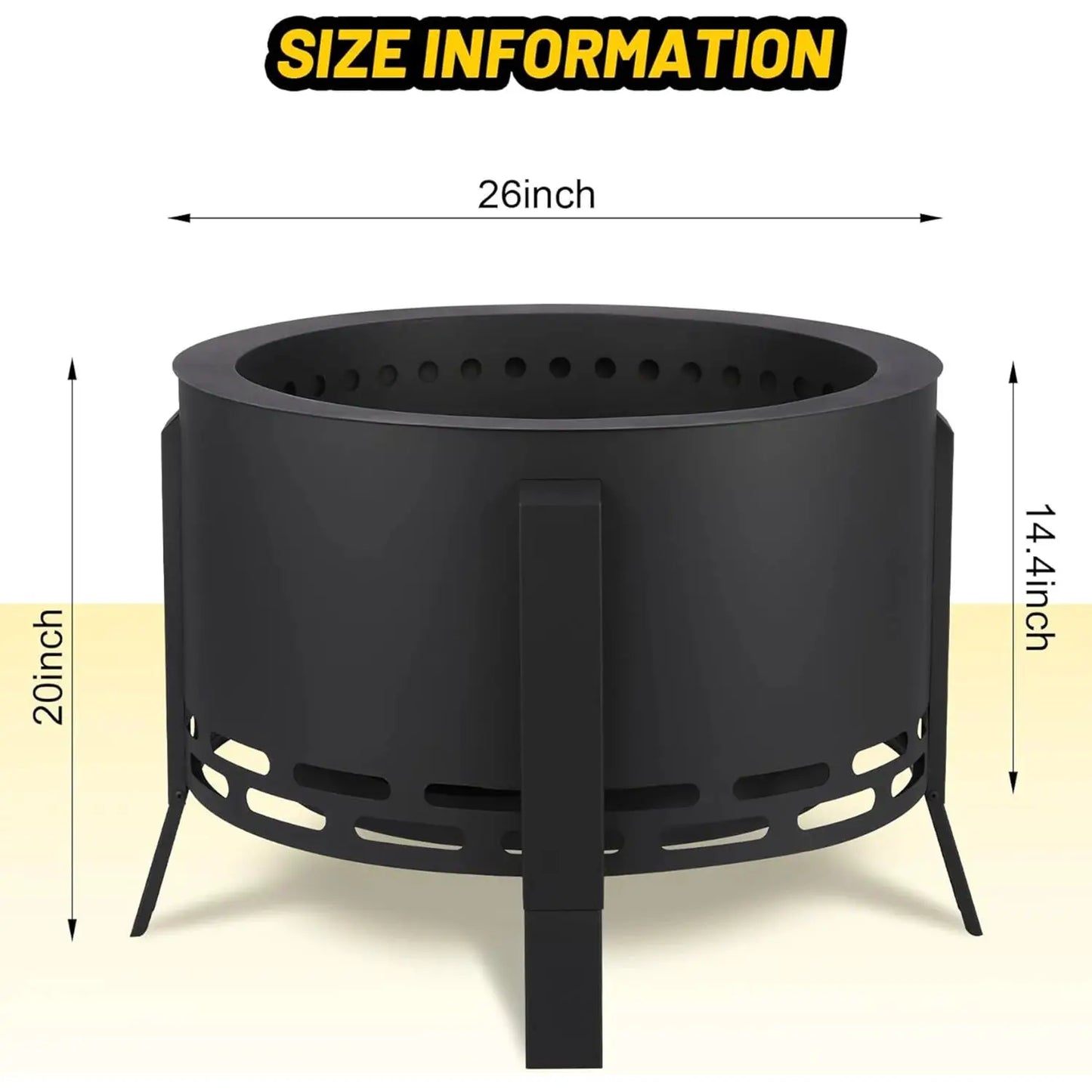 26 Inch Smokeless Fire Pit With Folding Feet For Camping Kit by Beastly Survival Outlet