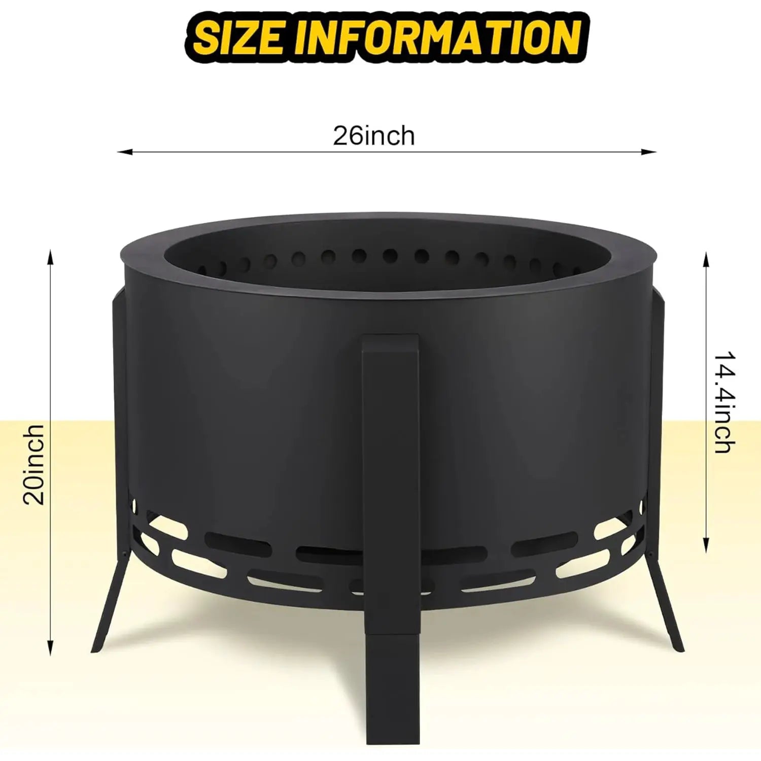 26 Inch Smokeless Fire Pit With Folding Feet For Camping Kit by Beastly Survival Outlet