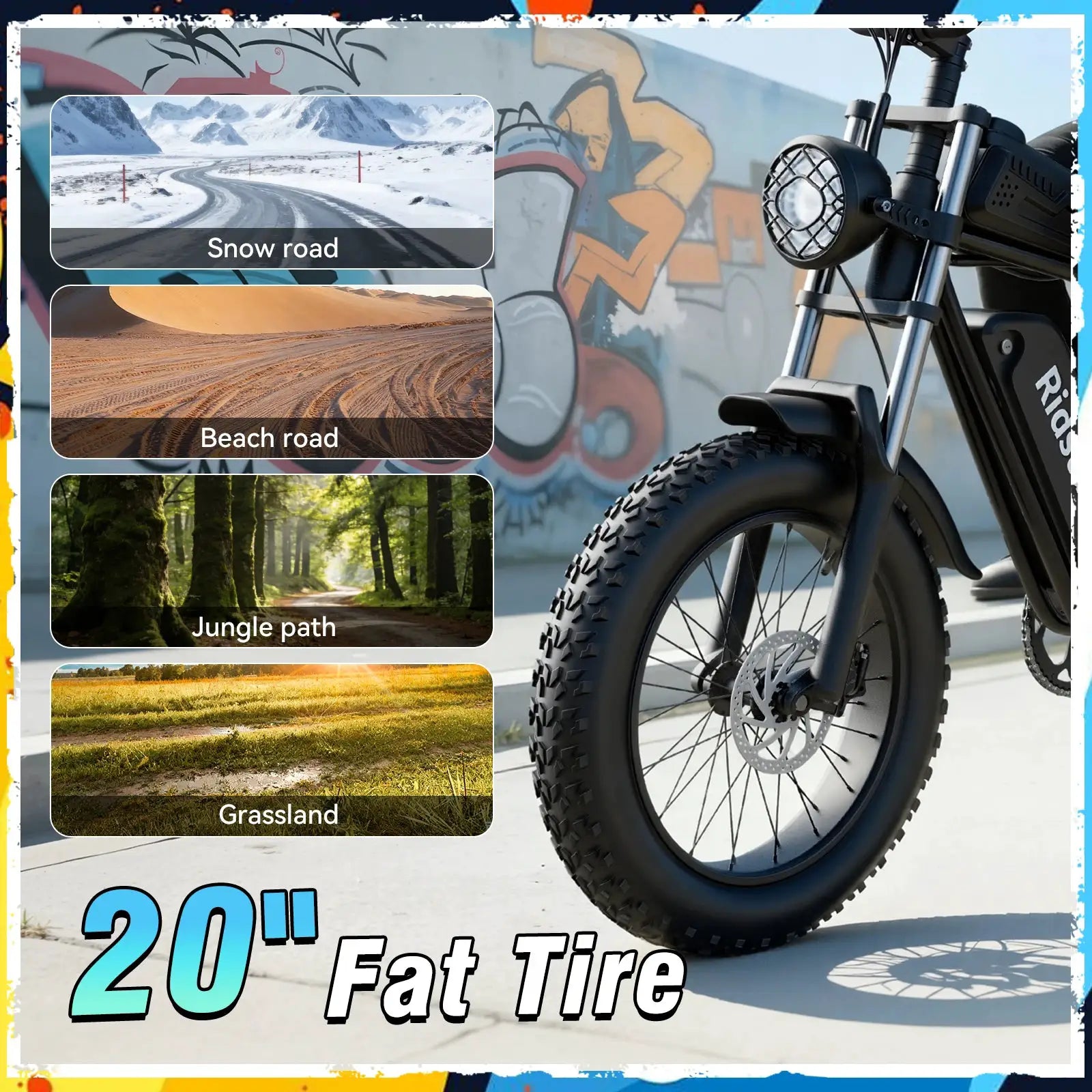 RIDSTAR Q30 Electric Bike for Adults E-Bike 2000W 48V 20AH 20" Fat Tire Electric Dirt Bike Bicycle UL2849 for Mountains Road by Beastly Survival Outlet