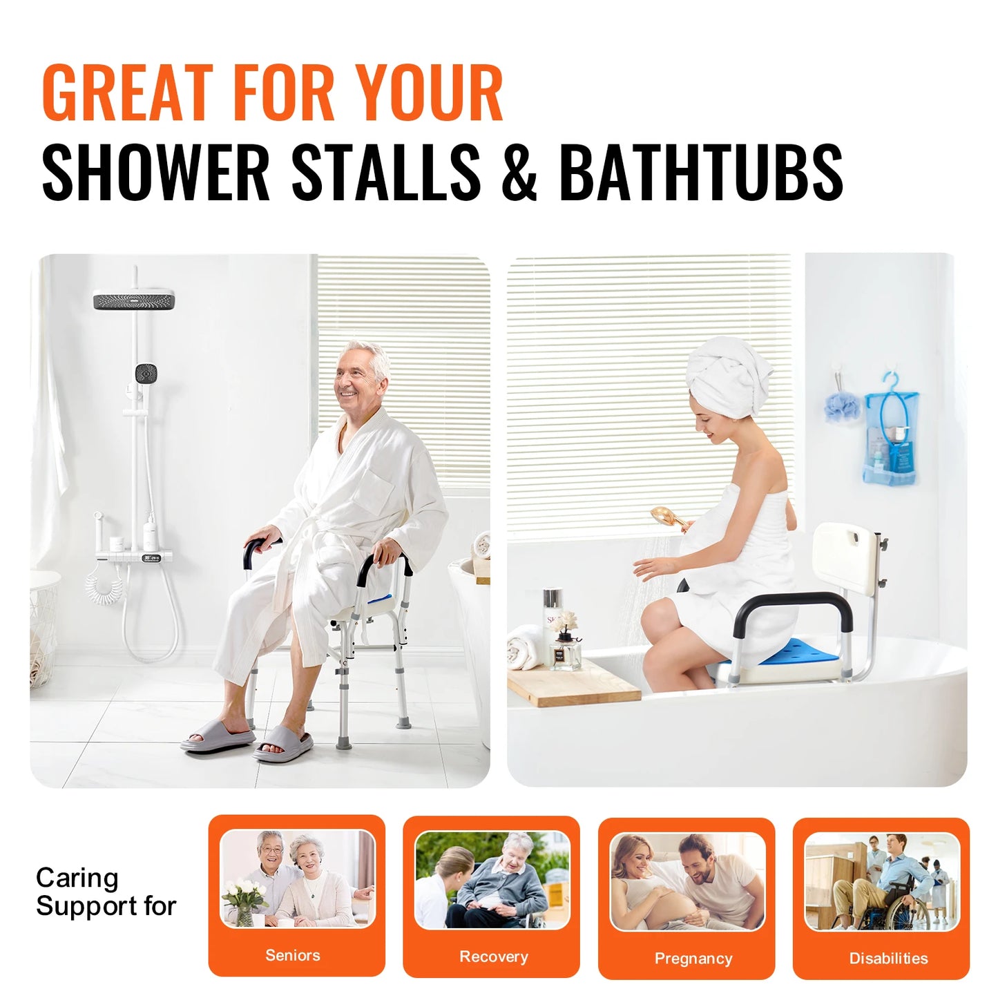 Adjustable Height Shower Chair For Elderly And Disabled