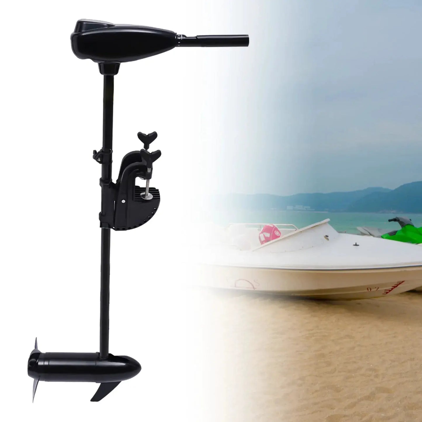 800W 12V Electric Outboard Engine Battery-powered Outboard Engines Low Noise 55lbs Thrust for Kayaks, Plastic Boats, Etc by Beastly Survival Outlet