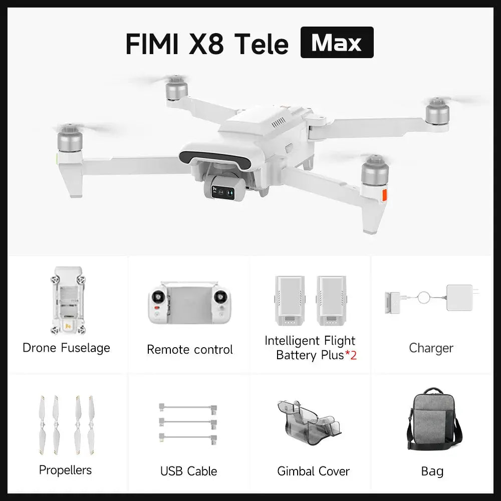 FIMI X8 TELE MAX Drone 4K Professional HDR 48MP 3-Axis Gimbal Camera Drone Professional GPS 20KM RC Quadcopter 2025 by Beastly Survival Outlet