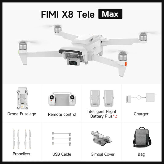 FIMI X8 TELE MAX Drone 4K Professional HDR 48MP 3-Axis Gimbal Camera Drone Professional GPS 20KM RC Quadcopter 2025 by Beastly Survival Outlet