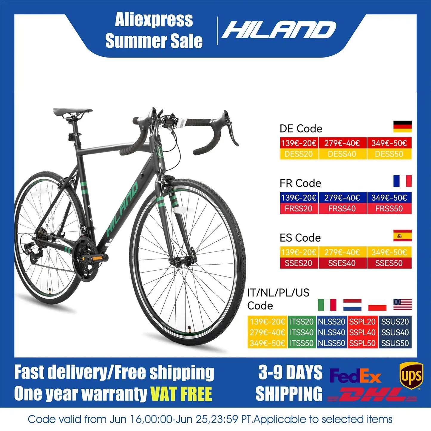 Hiland Aluminum Road Bike,Shimano 14 Speeds, 53/57cm Frame, Racing Bike for Men Mens Racing Bike by Beastly Survival Outlet
