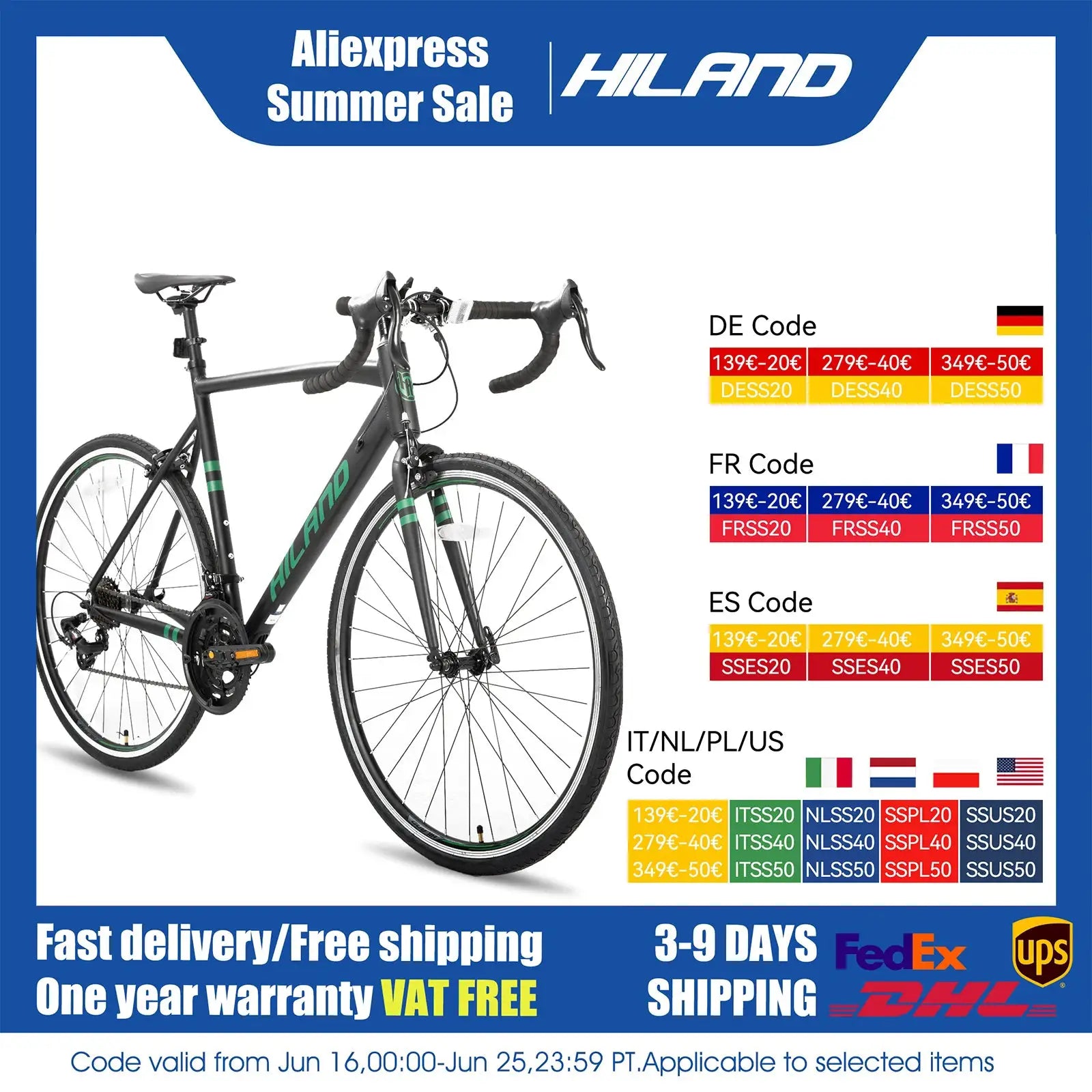 Hiland Aluminum Road Bike,Shimano 14 Speeds, 53/57cm Frame, Racing Bike for Men Mens Racing Bike by Beastly Survival Outlet