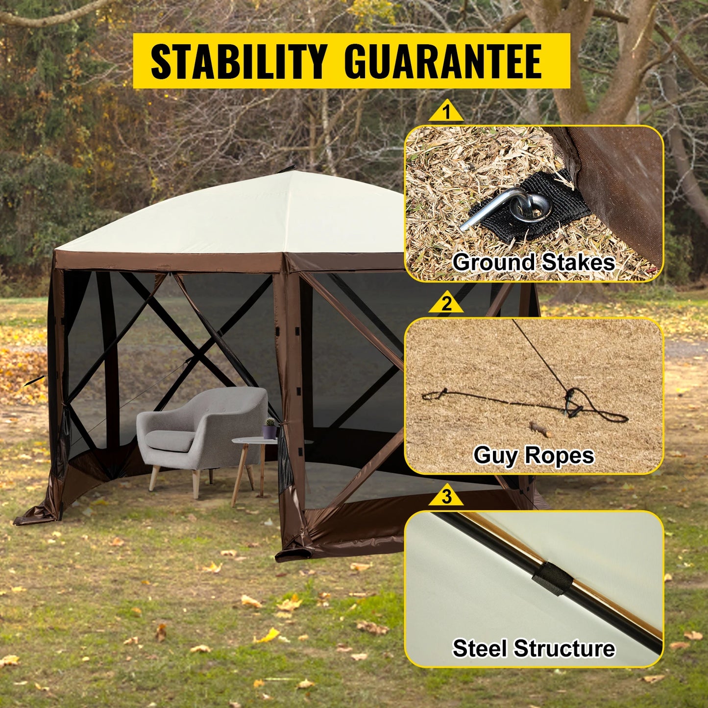 SucceBuy Pop Up Camping Gazebo 12x12 Canopy Shelter