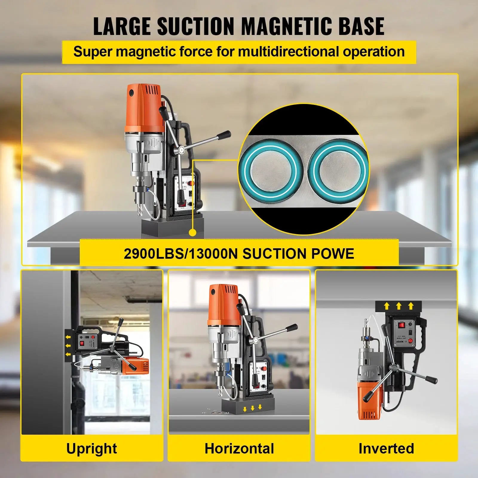 SucceBuy MD50 50mm Magnetic Drill Press Kit 1680W Electric Bench Drilling Machine 2900LBS Magnet with HSS Annular Cutter Bits by Beastly Survival Outlet