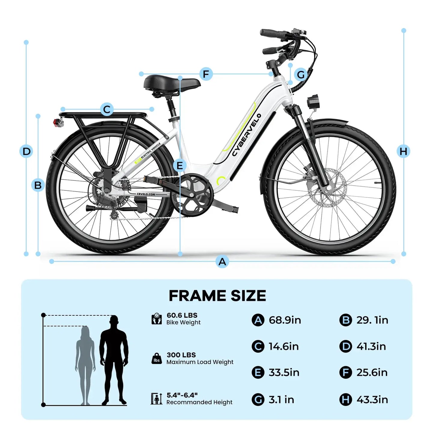 Cybervelo 26" Step-Thru Commuter, 1000W Peak 48V 25Ah Detachable Battery, Long Range 7-Speed Shift Electric Bike for Adult EK7 by Beastly Survival Outlet