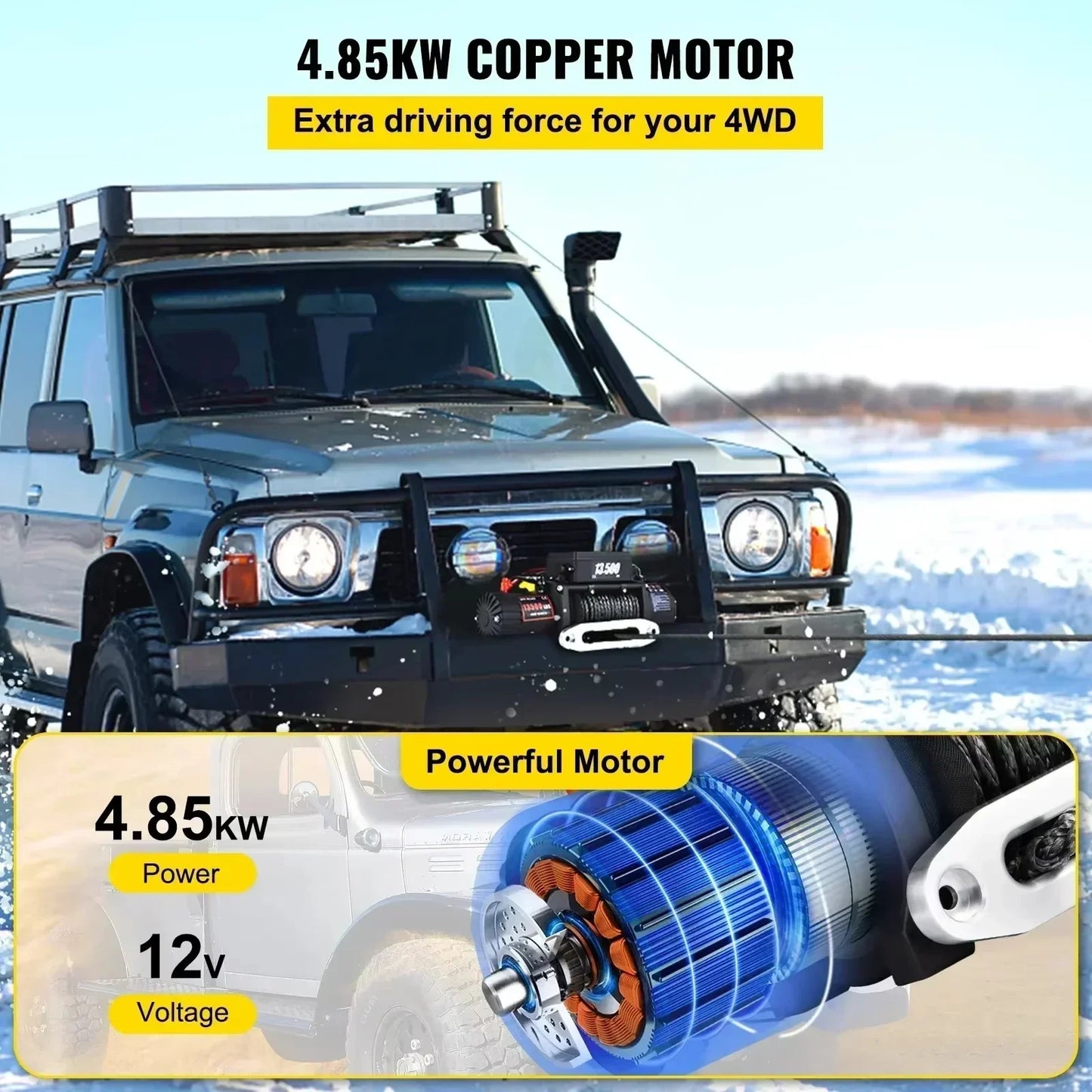 Sihao 13500 LBS Electric Truck Winch with Synthetic Rope Remote