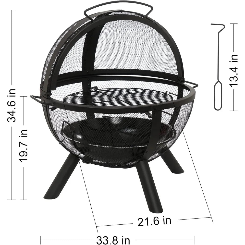 Ball Of Fire Pit 35 Inch Outdoor Fire Pit With Globe Grill