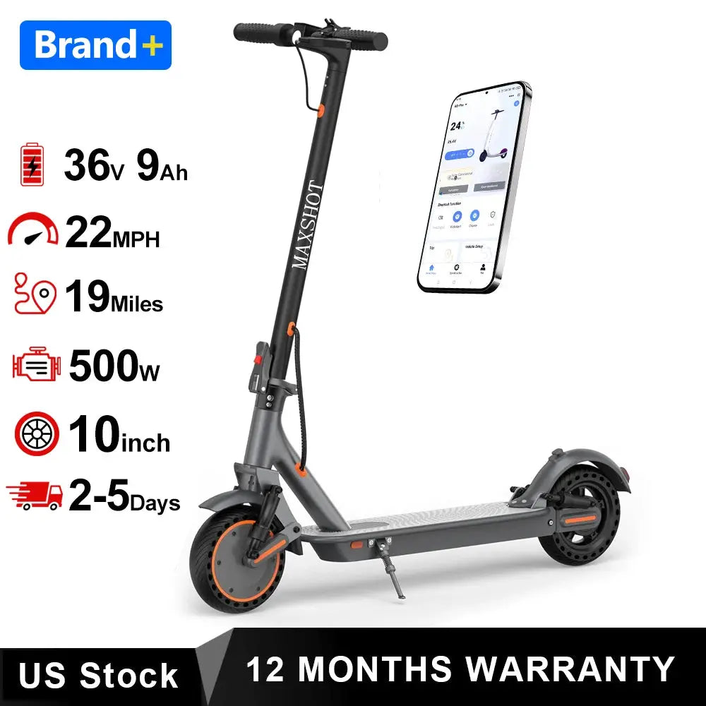 10inch Honeycomb Solid Tire Electric Scooter 500W 22MPH Smart APP Control Scooter Dual Shock-absorbing Anti-skid & Dual Braking System Folding E-Scooter for Commuting by Beastly Survival Outlet