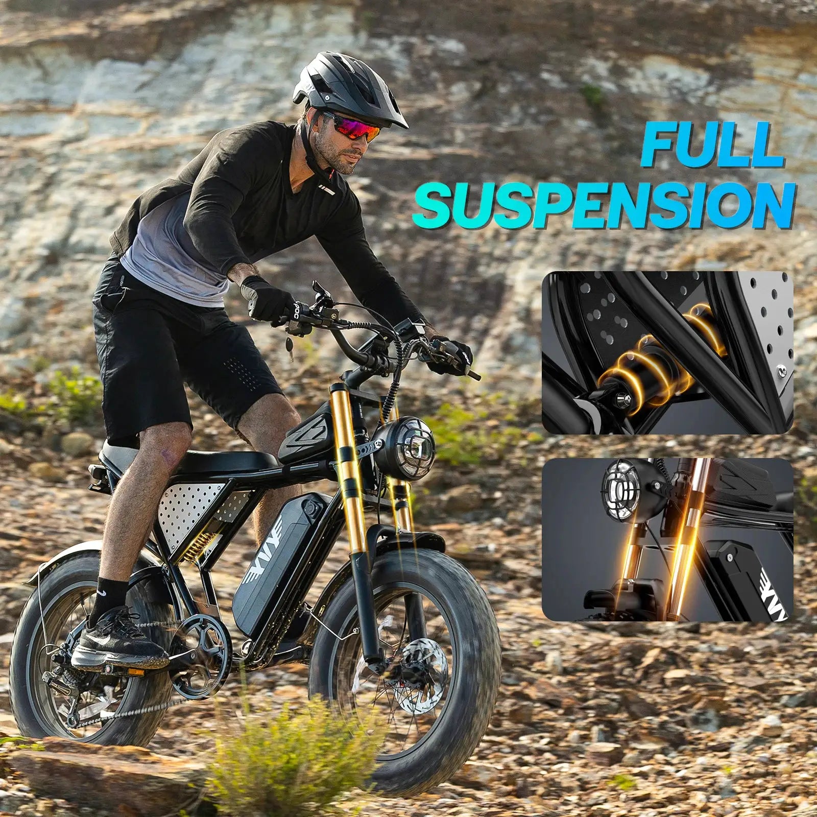YVY K20 Lite 1500W Electric Bike for Adults 30MPH 48V 15.6Ah Off-road Trail 20*4 Inch Fat Tire E Bike 7 Speed Mountain Bike by Beastly Survival Outlet