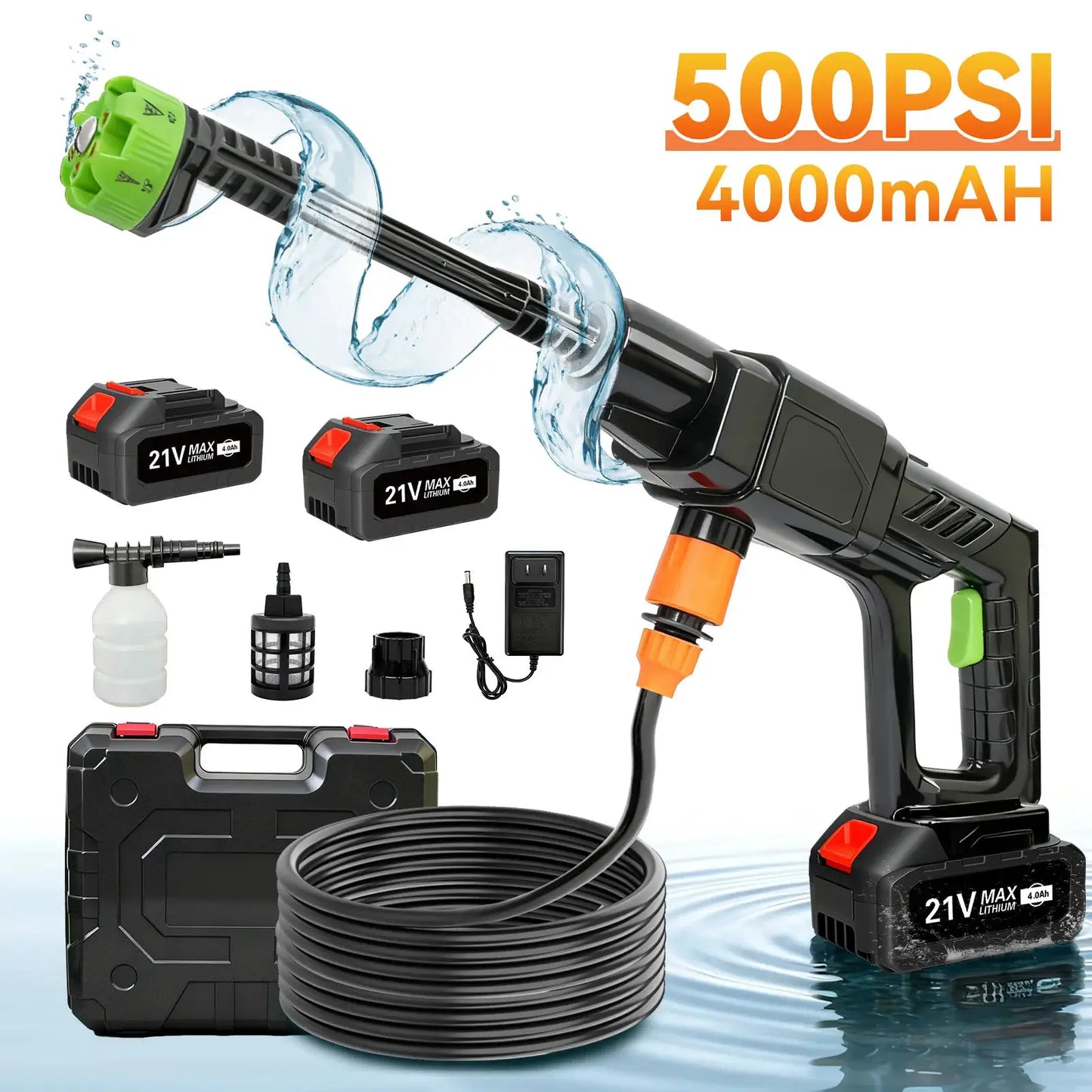 Cordless 300W High Pressure Washer 500 PSI With Battery Pack by Beastly Survival Outlet