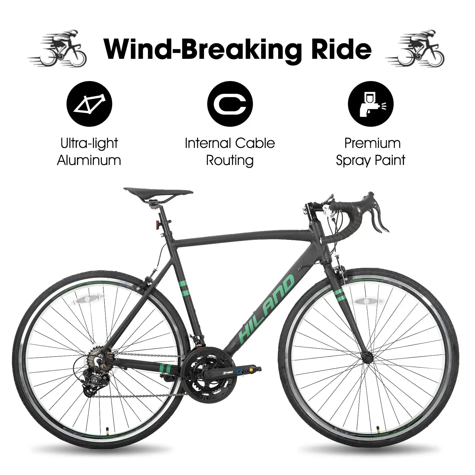 Hiland Aluminum Road Bike,Shimano 14 Speeds, 53/57cm Frame, Racing Bike for Men Mens Racing Bike by Beastly Survival Outlet