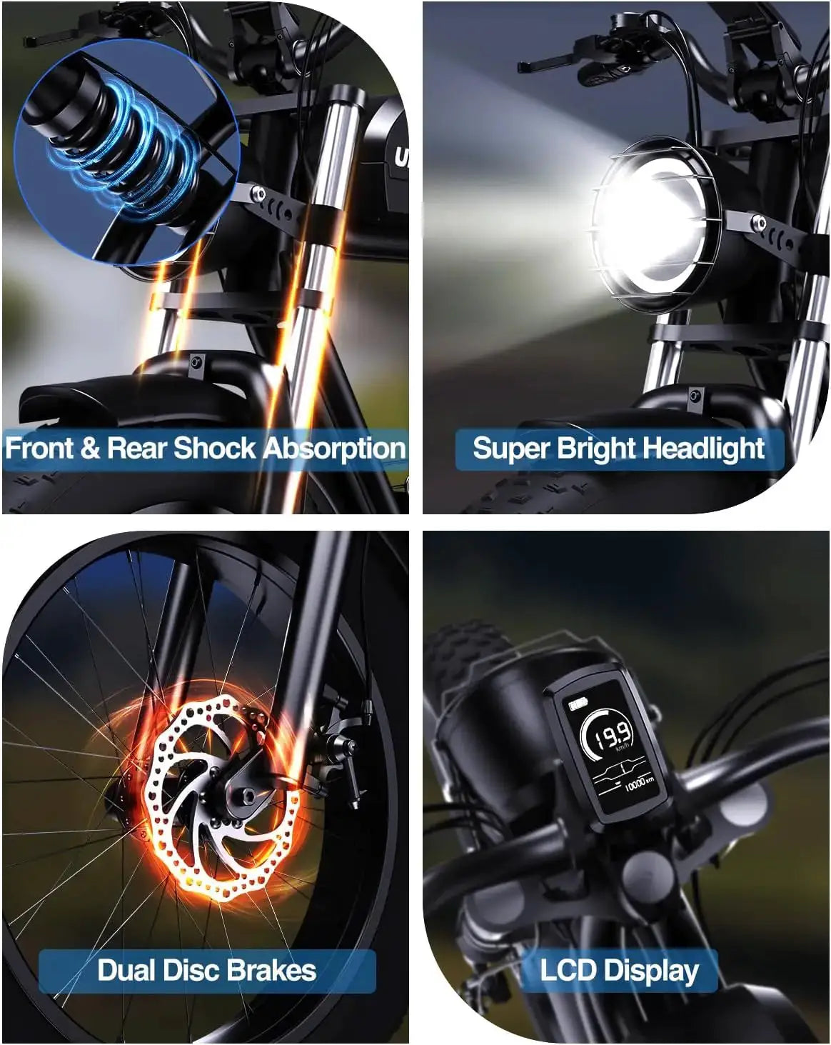 KICKWEY K7 Electric Bike, Off-Road Electric bicycle, Full Suspension E-Bike, 20" Fat Tire All-Terrain Electric Dirt bike, Ebike by Beastly Survival Outlet
