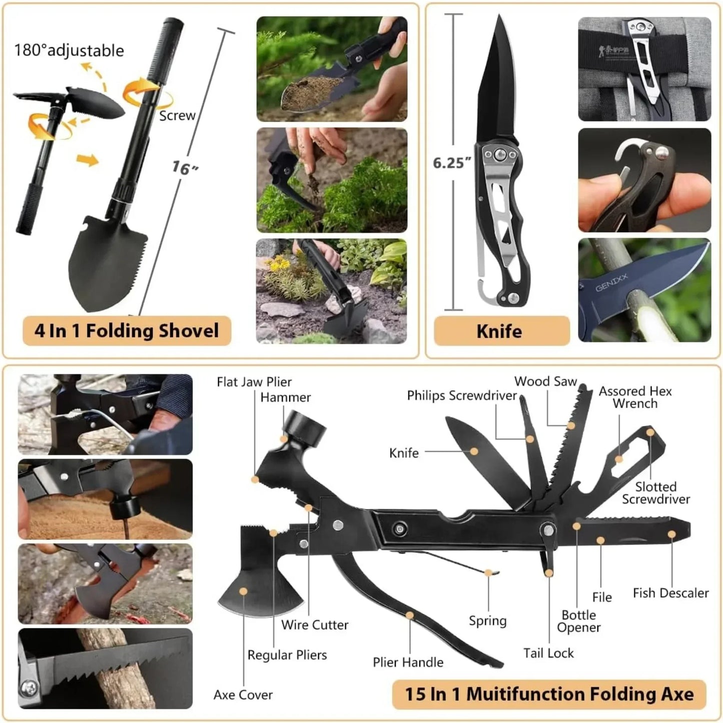 250 In 1 Survival Kit With MOLLE System Emergency Gear Tents
