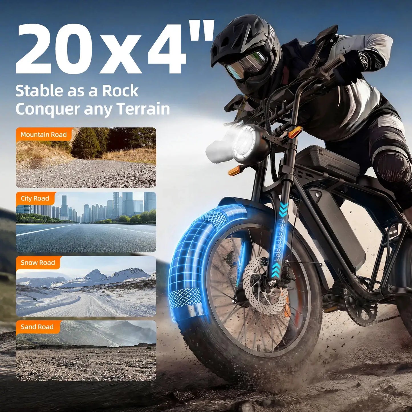 X5 20 Inch Fat Tire All Terrain Electric Bike 1500W Peak Motor E-Bike 48V15AH Removable Battery Dual Disc Brake Adult Electric Bicycle Off Road Beach Snow by Beastly Survival Outlet