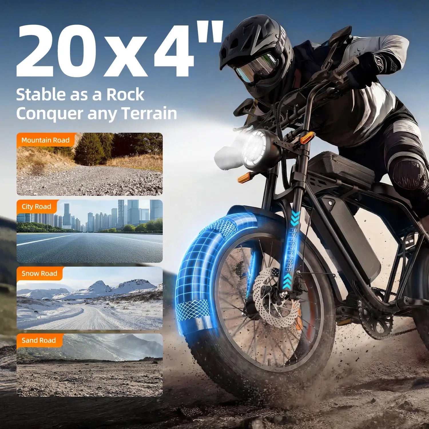 X5 20 Inch Fat Tire All Terrain Electric Bike 1500W Peak Motor E-Bike 48V15AH Removable Battery Dual Disc Brake Adult Electric Bicycle Off Road Beach Snow by Beastly Survival Outlet