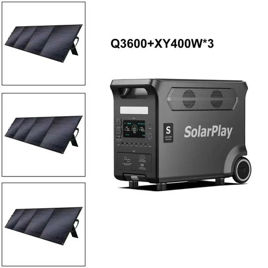 SolarPlay 3600W Portable Power Station Foldable Solar Panels by Beastly Survival Outlet