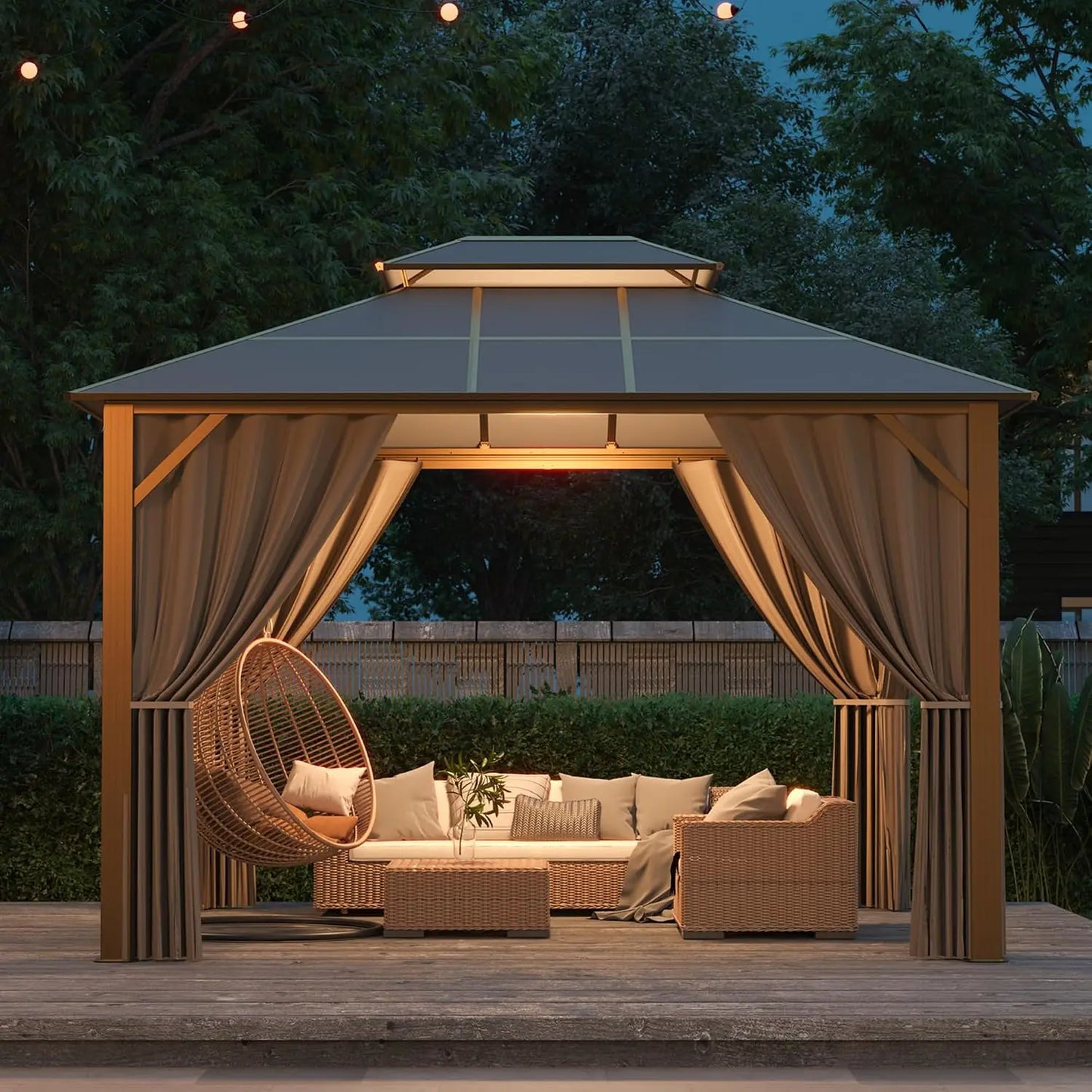 Hardtop Gazebo 10x12 With Double Poly Roof Aluminum Frame Kit
