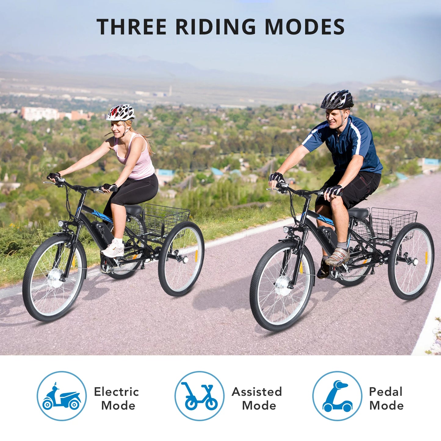 350W Electric Tricycle for Adults with 24 Inch Fat Tires
