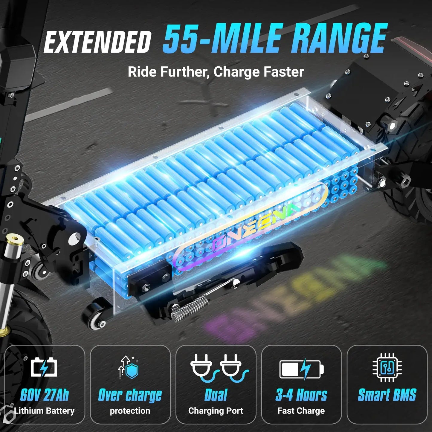 Electric Scooters Adults- 5600W Dual Motor, 45 MPH Fast Escooter 55 Miles Long Range Battery E Scooter for Adult, 11 Inches Off Road Tires Foldable E-Scooters by Beastly Survival Outlet