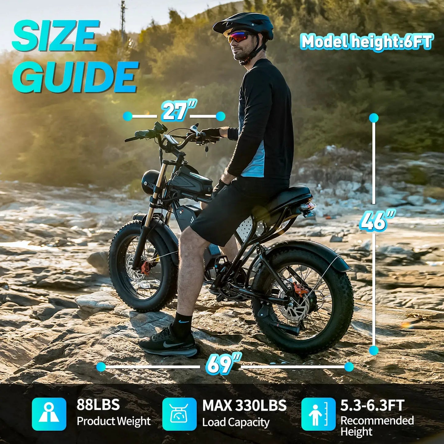 YVY K20 Lite 1500W Electric Bike for Adults 30MPH 48V 15.6Ah Off-road Trail 20*4 Inch Fat Tire E Bike 7 Speed Mountain Bike by Beastly Survival Outlet
