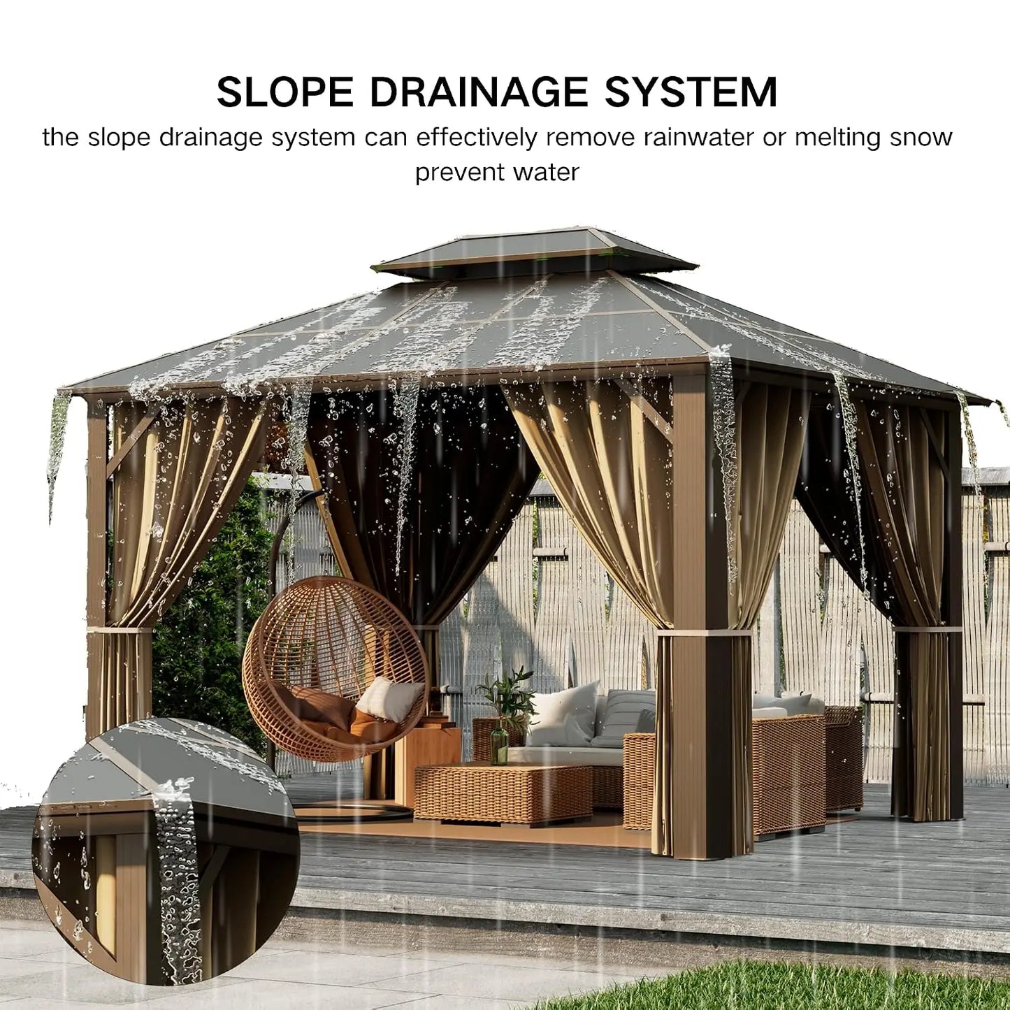 Hardtop Gazebo 10x12 With Double Poly Roof Aluminum Frame Kit