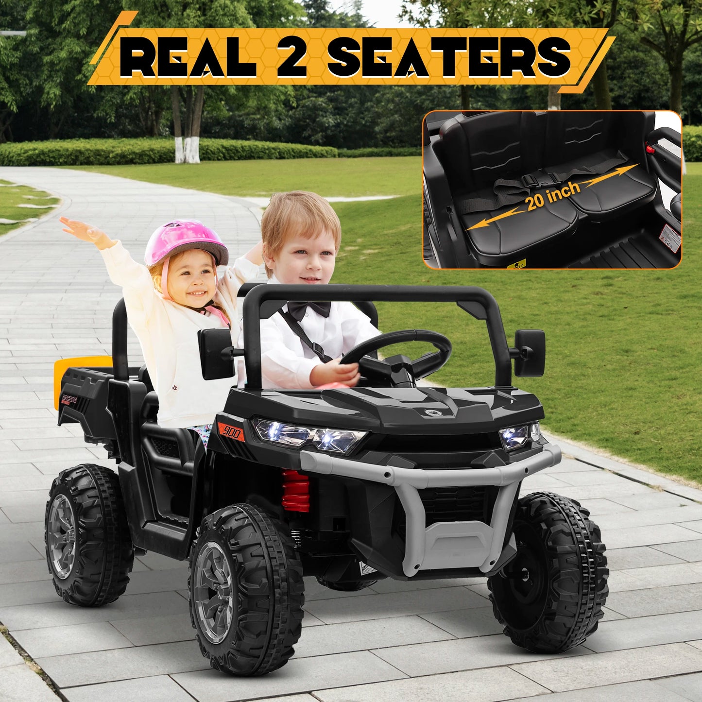 24V Ride On Dump Truck 2 Seater Kids UTV With Remote