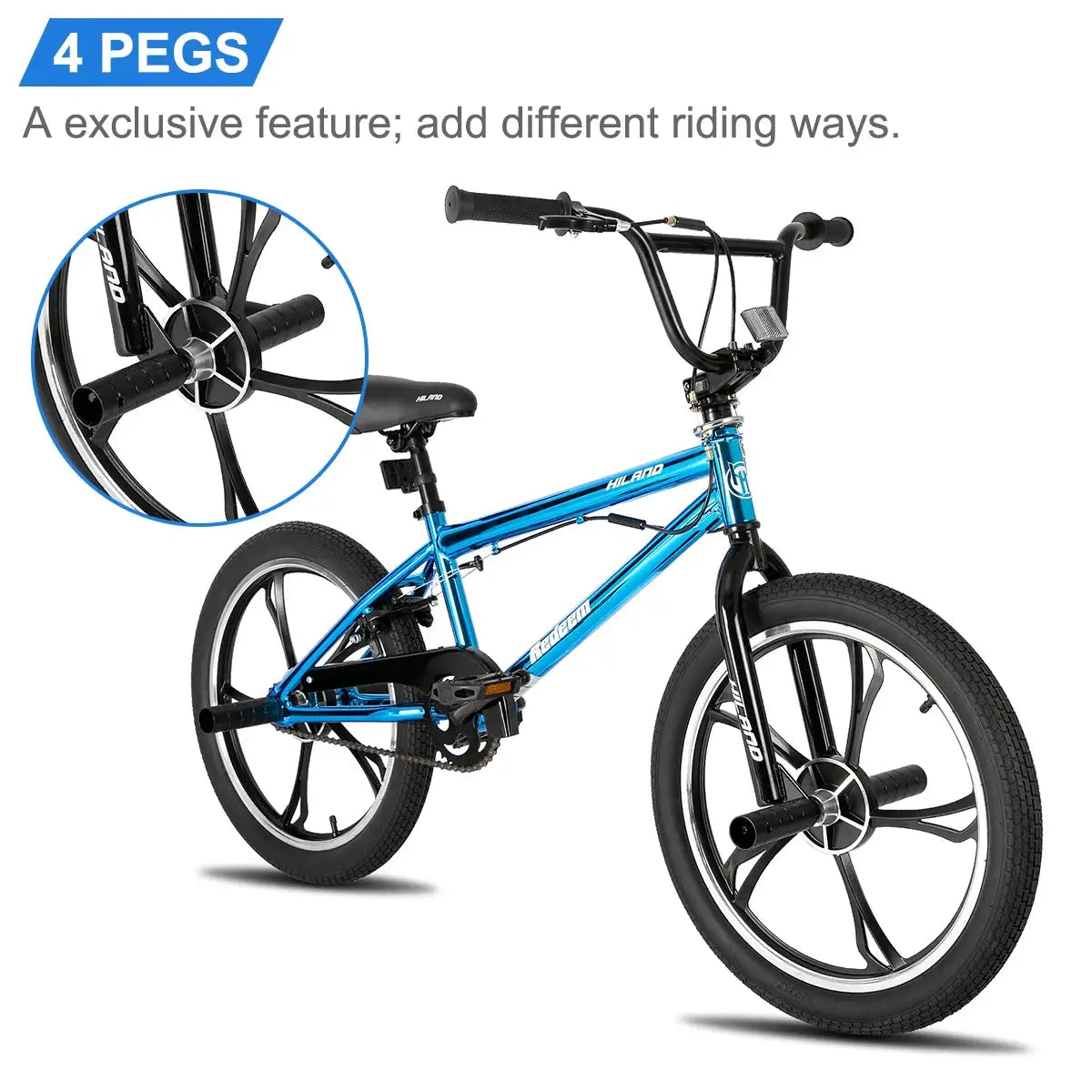 Hiland 20 Inch Kids BMX Bike for Boys Girls Ages 5-12, 360 Degree Rotor Freestyle, 4 Pegs Single Speed Kid’s BMX Bicycle by Beastly Survival Outlet