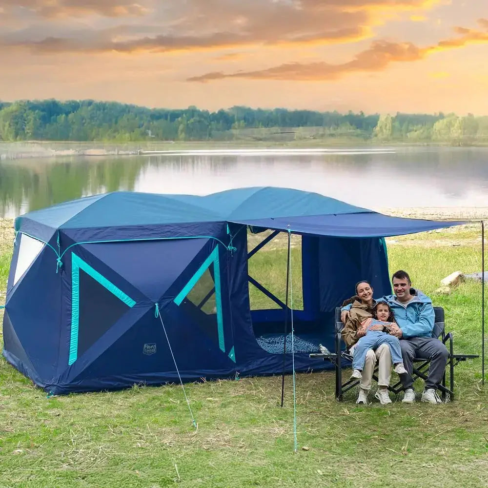 4 6 8 Person Instant Pop Up Cabin Tent, Easy 60 Second Setup, Weather Resistant Camping Family Hub Tent with Rain Fly and Carry by Beastly Survival Outlet