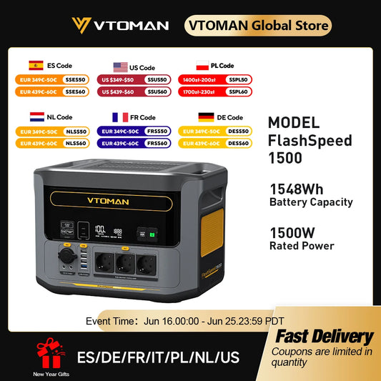 VTOMAN FlashSpeed 1500 Portable Power Station for Outdoor Use