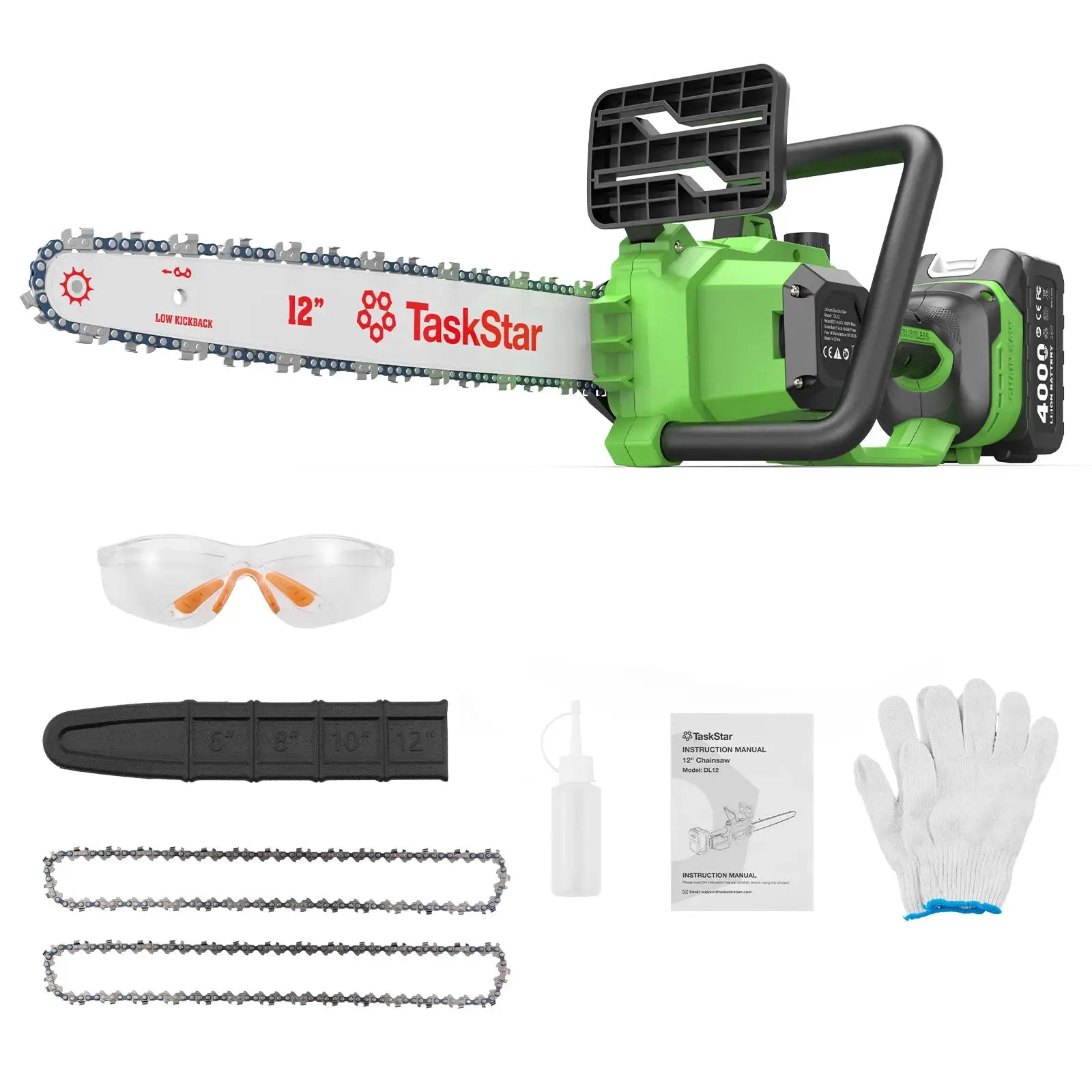 TaskStar 12 Inch Brushless Chainsaw Cordless 2 Batteries Pro by Beastly Survival Outlet