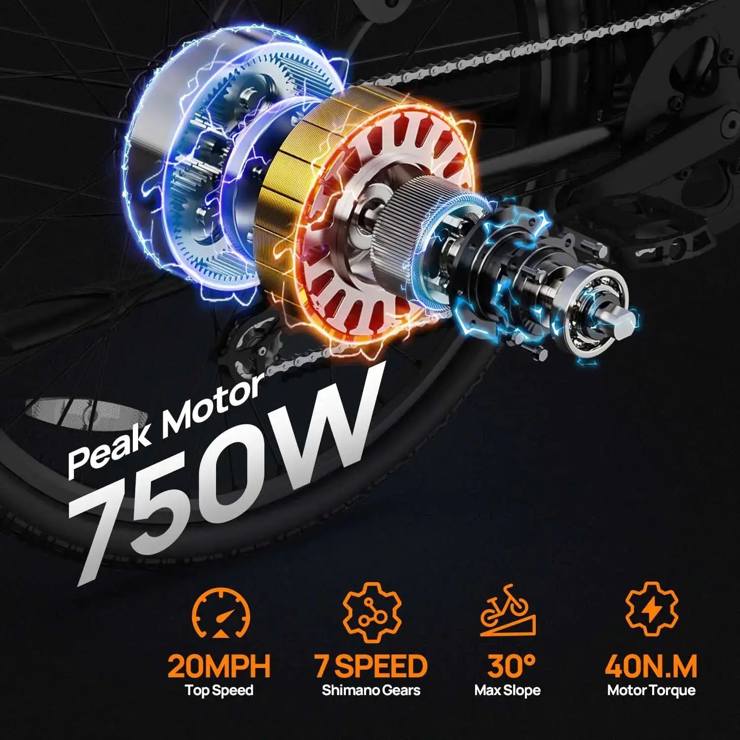 Peak 750W E26 Electric Bike for Adults | 48V 10.4Ah Removable Battery, Top Speed 20MPH, 26''X2" Standard Tire, 7-Speeds by Beastly Survival Outlet