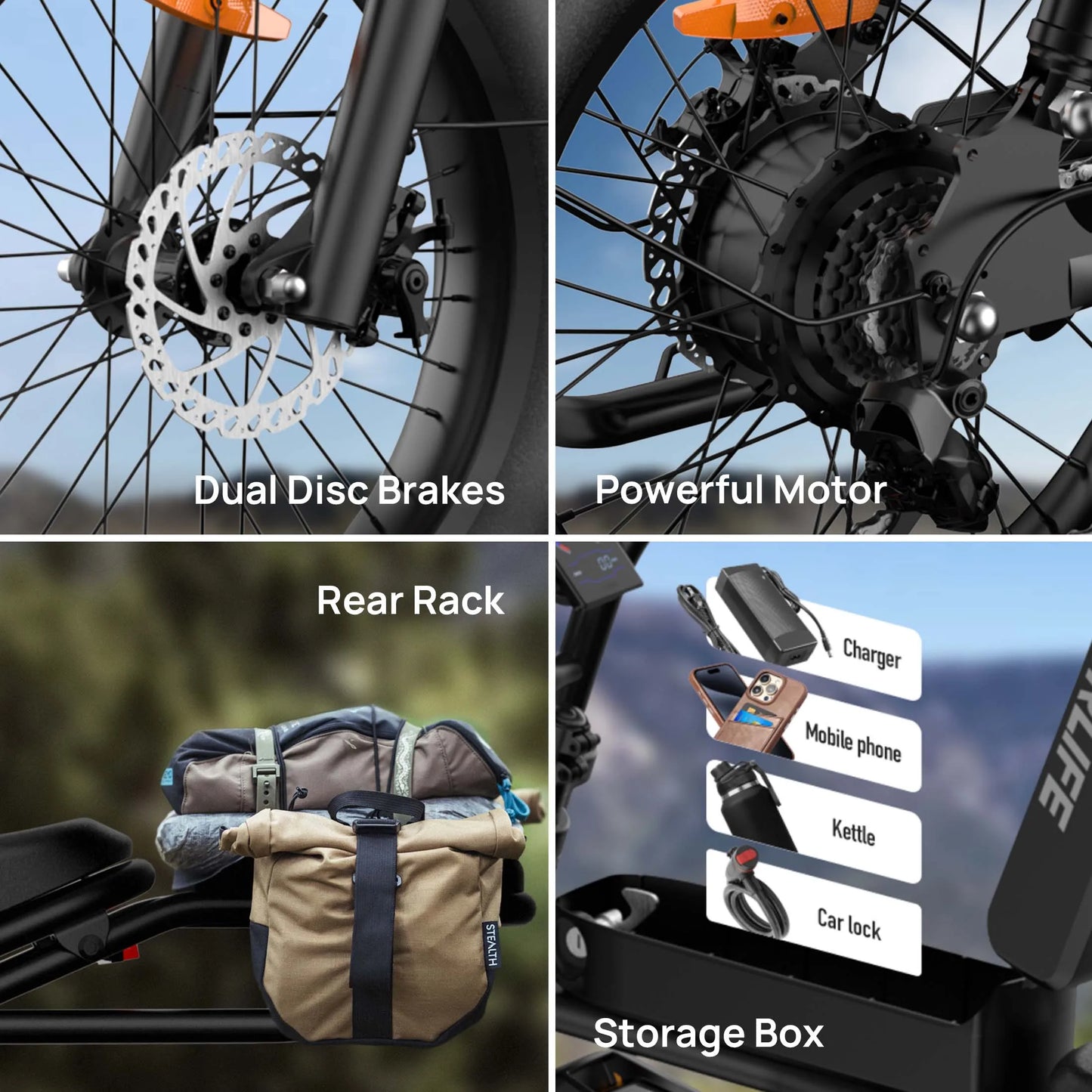 1500W Peak Electric Mountain Bike With Removable 48V 15.6Ah Battery 28 MPH 100 Mile Range 20x4 Fat Tires Free Shipping