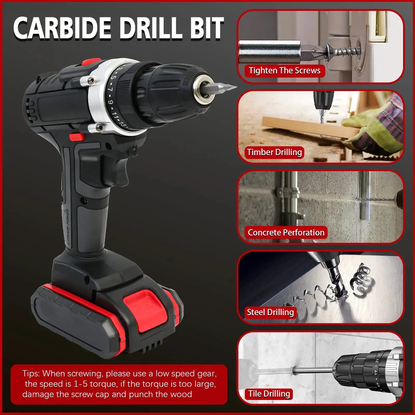 Cordless Drill Impact Driver 21V with 2 Batteries Lithium-Ion and Charger for Drilling Screw Tightening/Loosening Power Tool by Beastly Survival Outlet