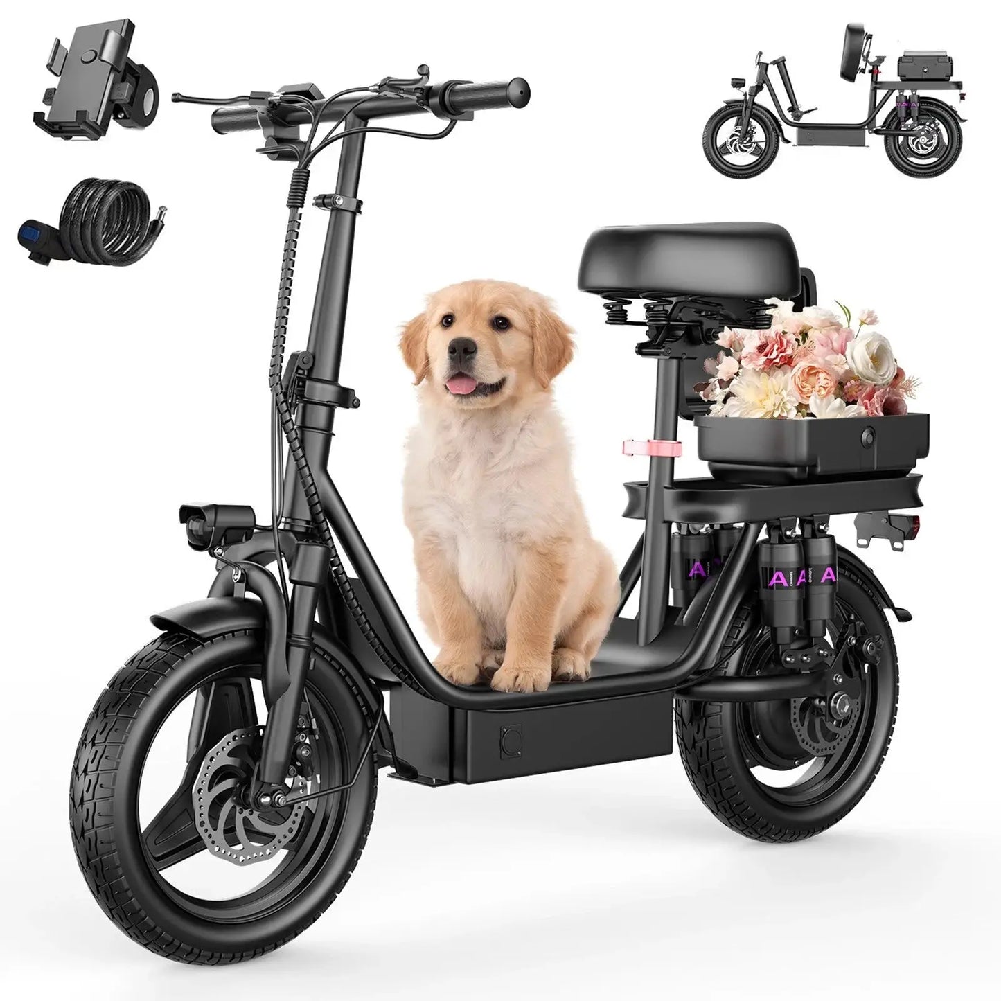 UPlee GQ8 Electric Bike For Adults, Folding Electric Bike, 500W Peak Motor, Scooter EBike With 14" Tire 48V 15AH Battery by Beastly Survival Outlet