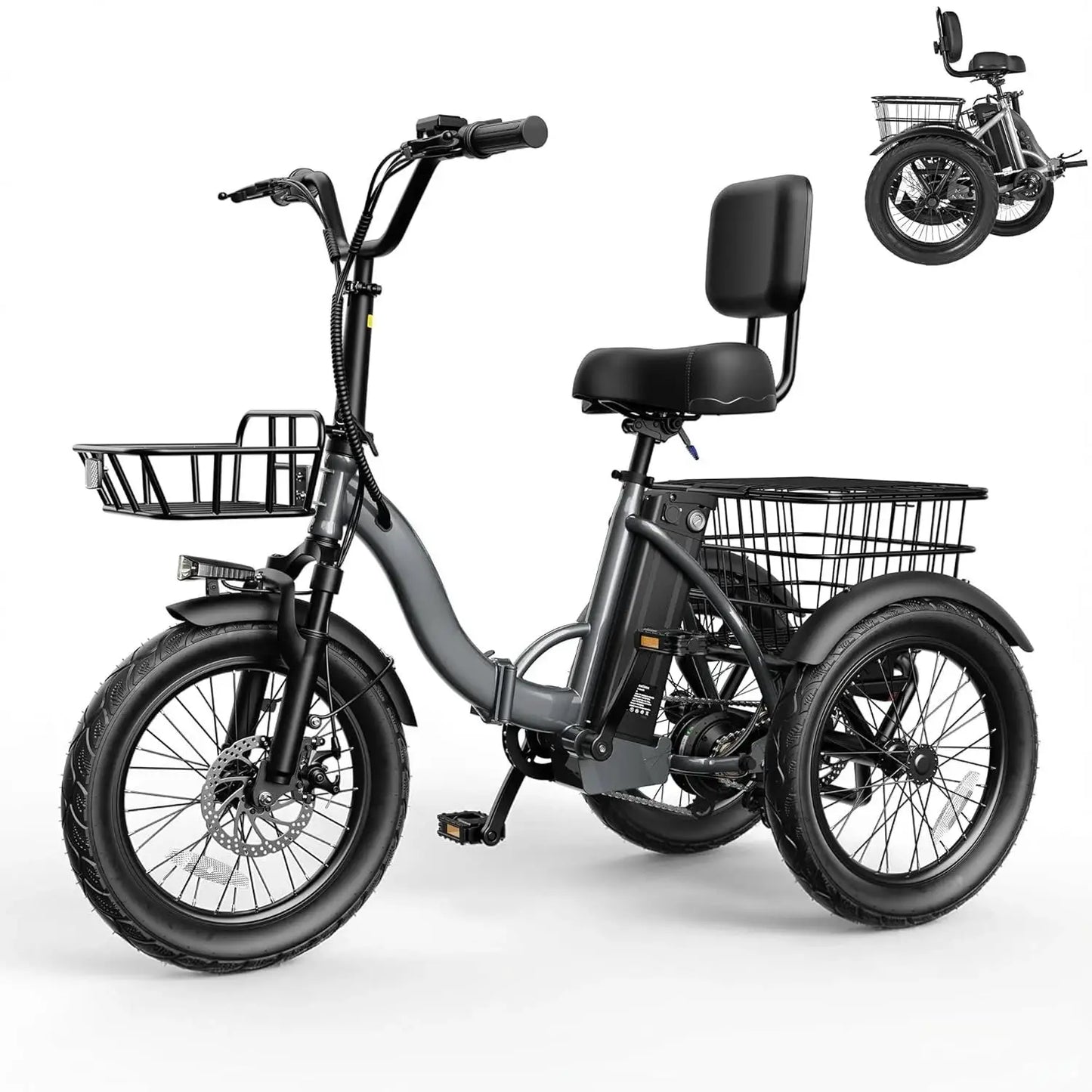 Triker Electric Bike, Peak 750W/1200W Brushless Motor Folding Trike Ebike, 499Wh Removable Battery, Step-Thru 3, Customized by Beastly Survival Outlet