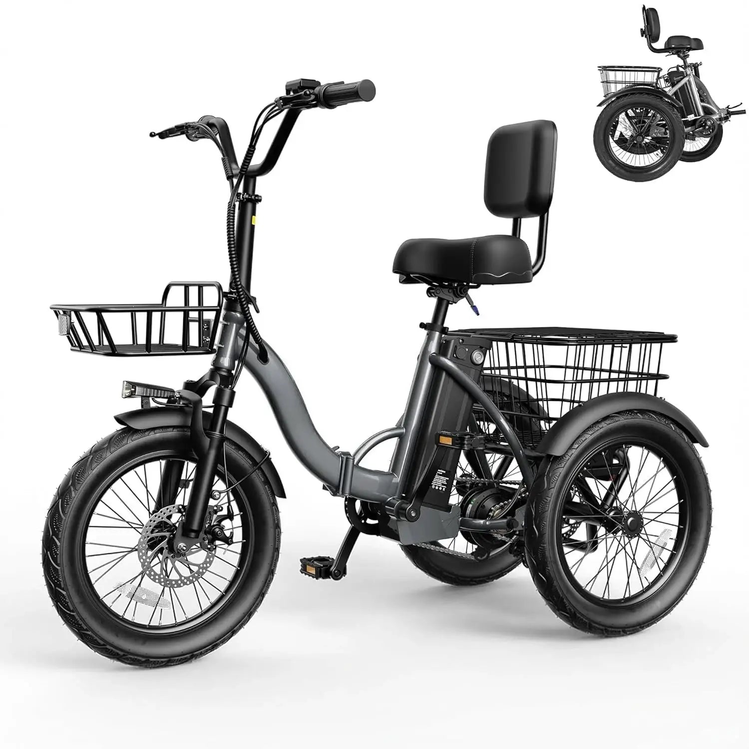 Triker Electric Bike, Peak 750W/1200W Brushless Motor Folding Trike Ebike, 499Wh Removable Battery, Step-Thru 3, Customized by Beastly Survival Outlet